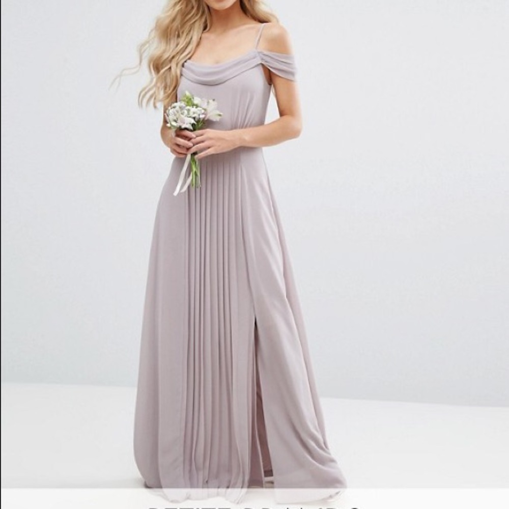 ASOS Lavender Off-the-Shoulder Petite Prom Dress
